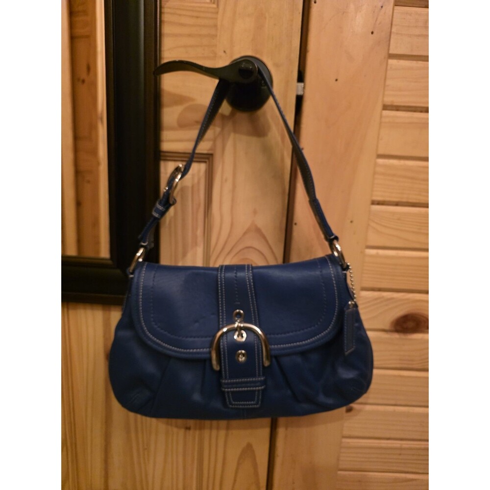 Coach F15204 Vintage Cobalt Blue Soho Flap Y2K Leather w/Buckle/With Wallet